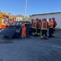 SOLDATS DU FEU : ENTRAIEMENT DES POMPIERS VOLONTAIRES D'AVIGNON chez JM AUTOS CASSE VENTE PIECES DETACHEES OCCASION ET VENTE VEHICULE ACCIDENTE 